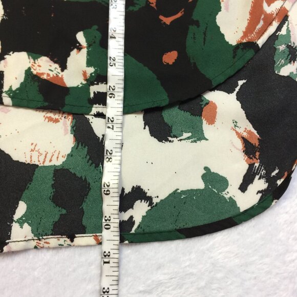 Ava & Viv Button Up Shirt Blouse 1X Womans Plus Green Black Printed Long Sleeve - Picture 13 of 14